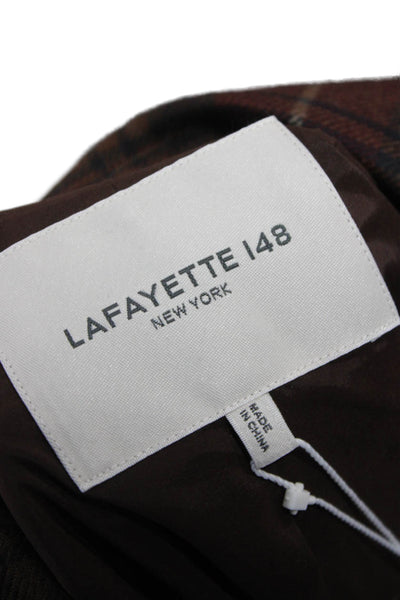 Lafayette 148 New York Women Multicolor Plaid Wool Blazer Size 10