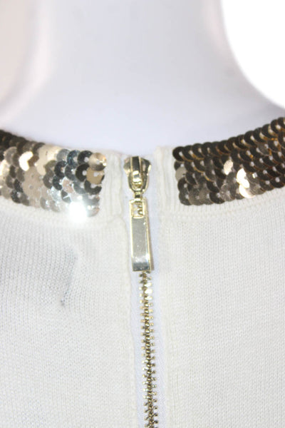 Duffield Lane Womens Pullover White Viscose Short Sleeve Round Neck Size L