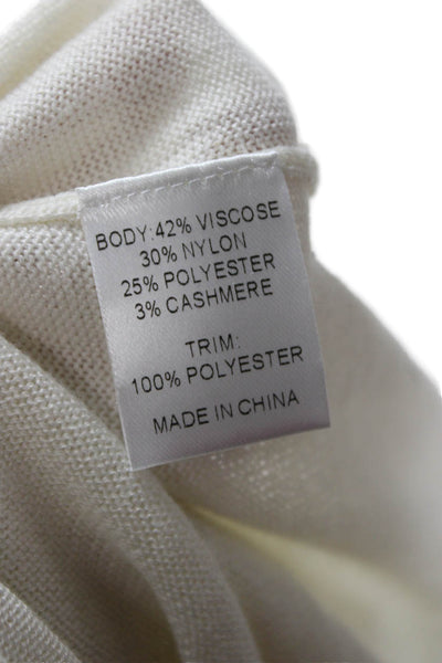 Duffield Lane Womens Pullover White Viscose Short Sleeve Round Neck Size L