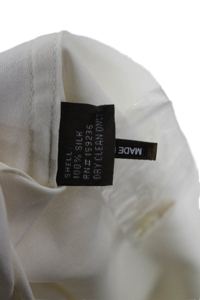 J. Mclaughlin Womens Silk Collared Button Blouse Ivory Long Sleeve Size L