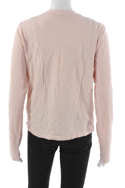 Z Supply Womens Basic Pink Henley Long Sleeve Cotton T-Shirt Size M