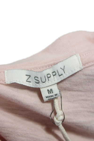 Z Supply Womens Basic Pink Henley Long Sleeve Cotton T-Shirt Size M