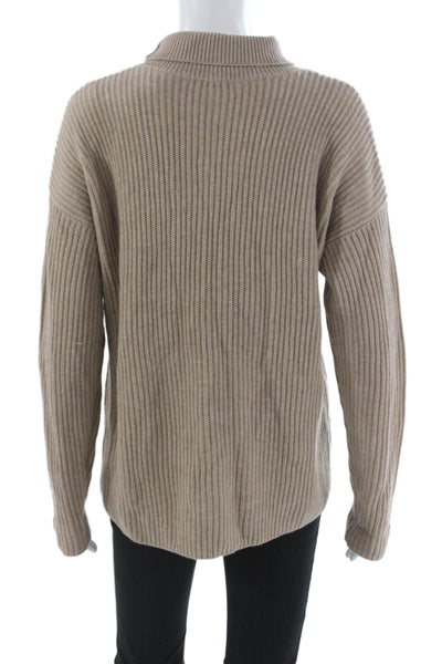 J. Mclaughlin Womens Mock Neck Pullover Sweater Beige Merino Cashmere Size M
