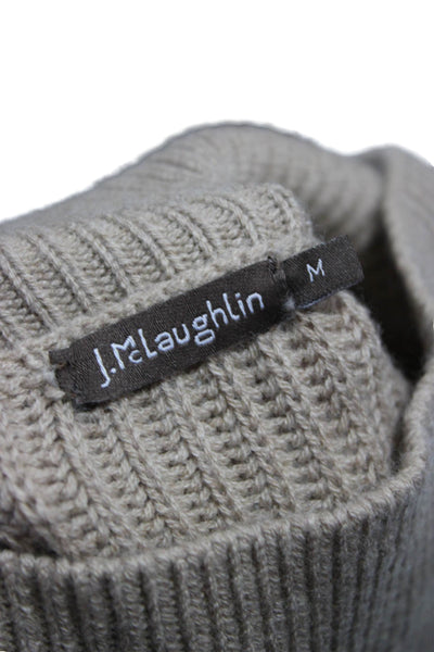 J. Mclaughlin Womens Mock Neck Pullover Sweater Beige Merino Cashmere Size M