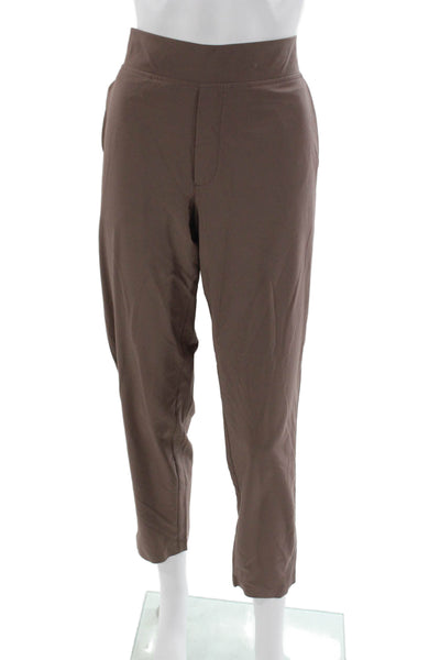 Athleta Women Ankle Pants Brown Polyester Pull On Solid Size 10