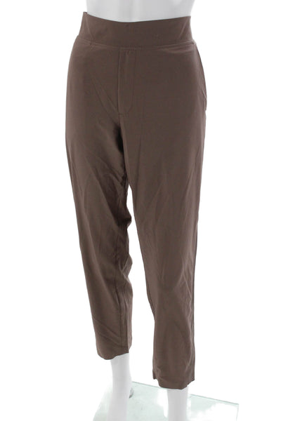 Athleta Women Ankle Pants Brown Polyester Pull On Solid Size 10