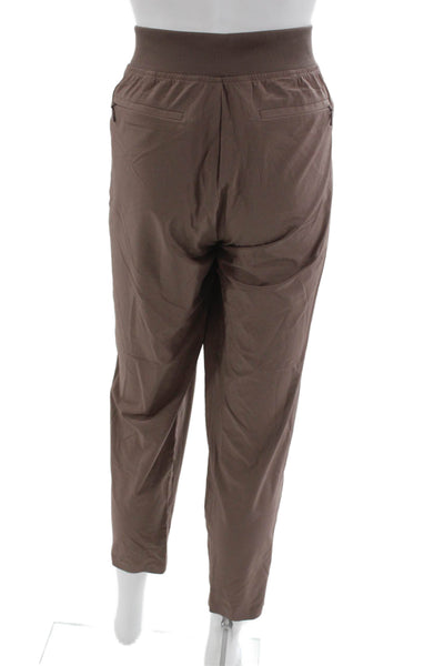 Athleta Women Ankle Pants Brown Polyester Pull On Solid Size 10