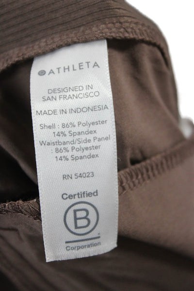 Athleta Women Ankle Pants Brown Polyester Pull On Solid Size 10
