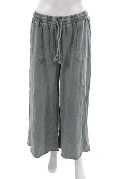 Easel Women Green Cotton Sweatpants Drawstring Inseam 27 Size L
