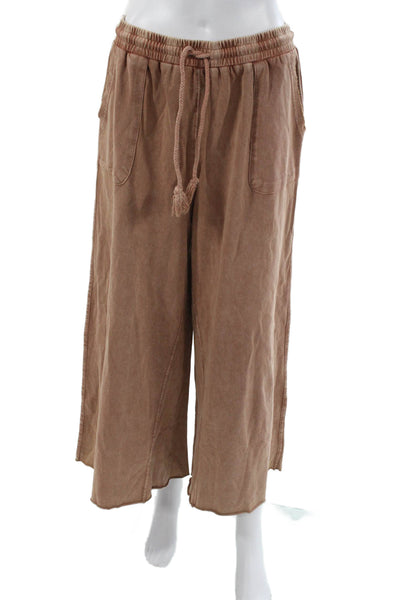 Easel Women Sweatpants Brown Knit Drawstring Size L