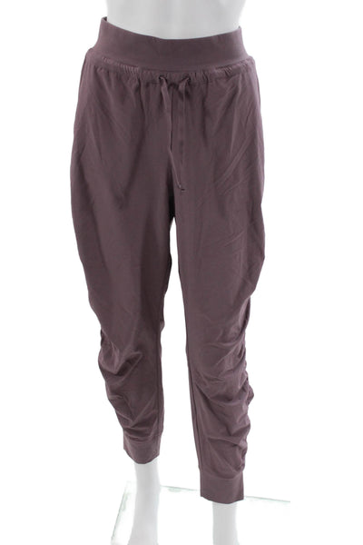 Athleta Women Jogger Pants Purple Drawstring Polyester Solid Size 10