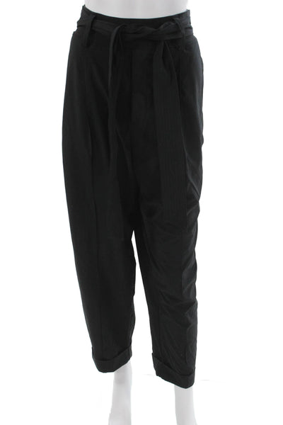 Athleta Womens Ankle Pants Black Tie Waist Polyester Size 14