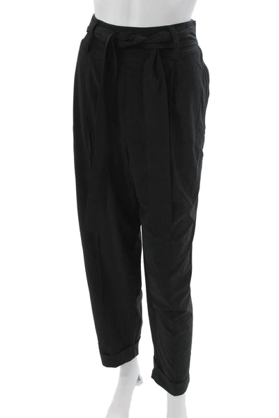 Athleta Womens Ankle Pants Black Tie Waist Polyester Size 14