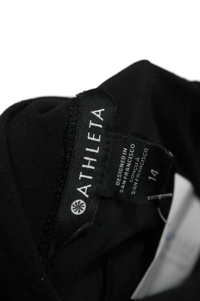 Athleta Womens Ankle Pants Black Tie Waist Polyester Size 14