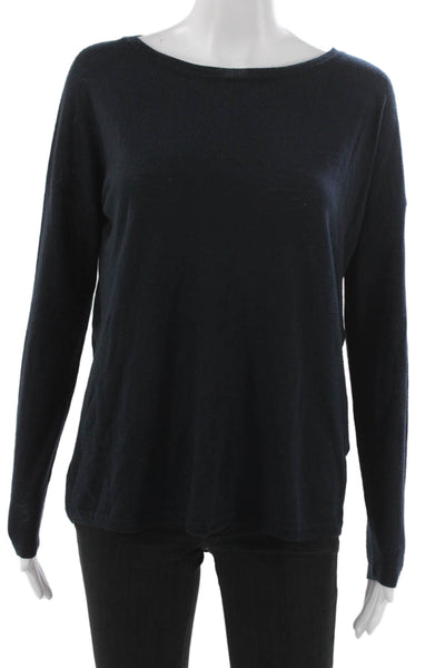 Vince Women Boat Neck Pullover Sweater Blue Wool Cashmere Size S