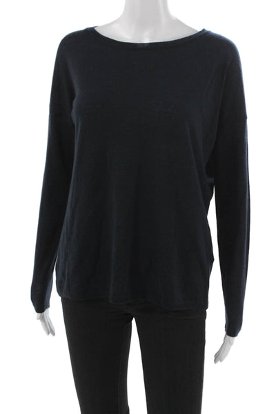 Vince Women Boat Neck Pullover Sweater Blue Wool Cashmere Size S