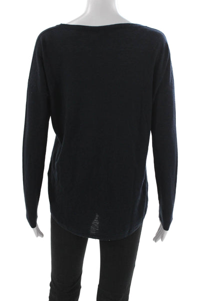 Vince Women Boat Neck Pullover Sweater Blue Wool Cashmere Size S