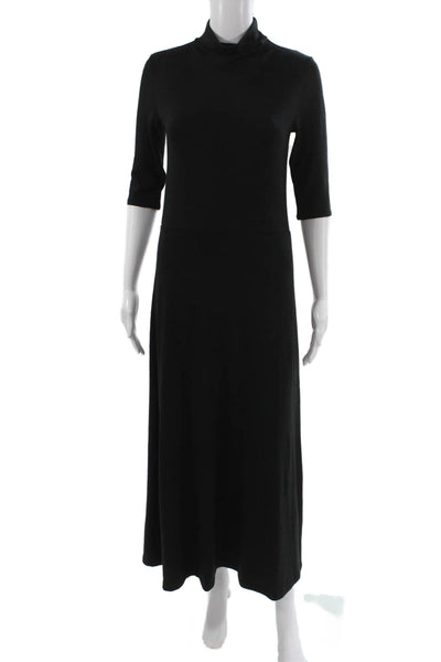 Vince Womens Black Maxi Dress Mock Neck 3/4 Sleeve Petite Size S