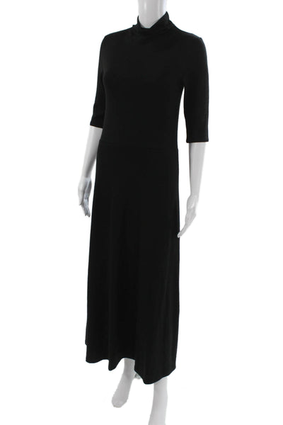 Vince Womens Black Maxi Dress Mock Neck 3/4 Sleeve Petite Size S