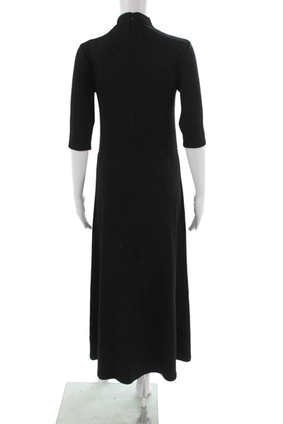 Vince Womens Black Maxi Dress Mock Neck 3/4 Sleeve Petite Size S