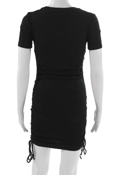 Zara Womens Bodycon Mini Dress Black Short Sleeve Crew Neck Cotton Size S