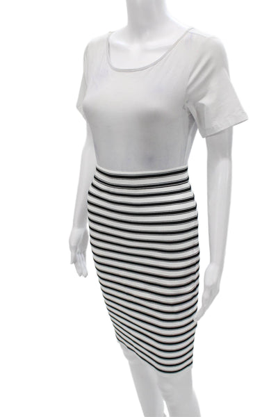 A.L.C. Womens Straight Pencil Skirt Black Knee Length Striped Size XS