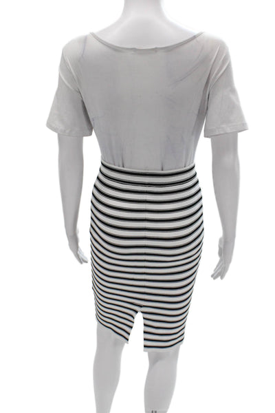 A.L.C. Womens Straight Pencil Skirt Black Knee Length Striped Size XS