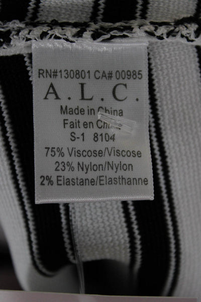 A.L.C. Womens Straight Pencil Skirt Black Knee Length Striped Size XS