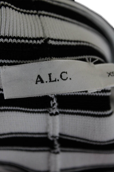 A.L.C. Womens Straight Pencil Skirt Black Knee Length Striped Size XS