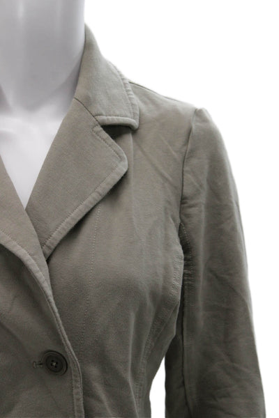 Eileen Fisher Women Pea Coat Green Organic Cotton Long Sleeve Petite Size S