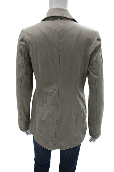 Eileen Fisher Women Pea Coat Green Organic Cotton Long Sleeve Petite Size S