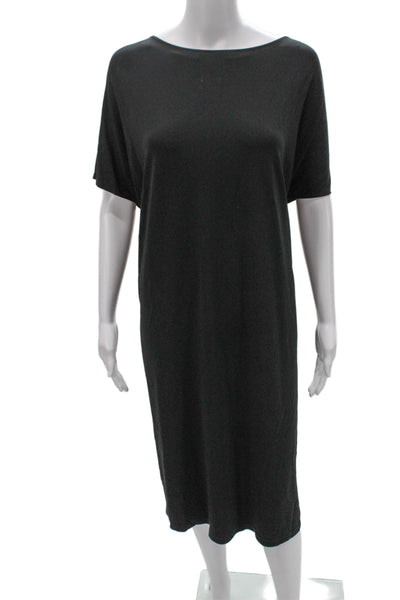 Lafayette 148 New York Women Shift Dress Gray Short Sleeve Knee Size L