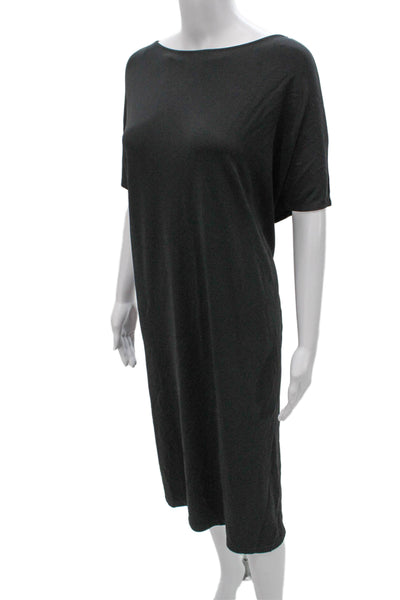 Lafayette 148 New York Women Shift Dress Gray Short Sleeve Knee Size L