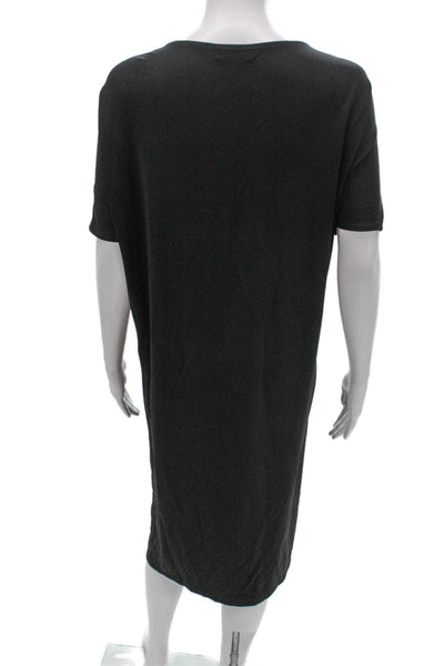Lafayette 148 New York Women Shift Dress Gray Short Sleeve Knee Size L