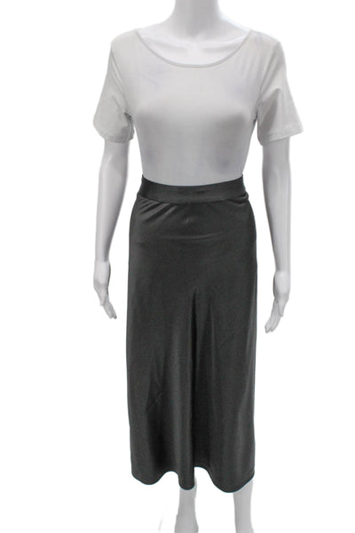 J. Mclaughlin Womens Gray A-Line Midi Skirt Polyester Zip Closure Size 14