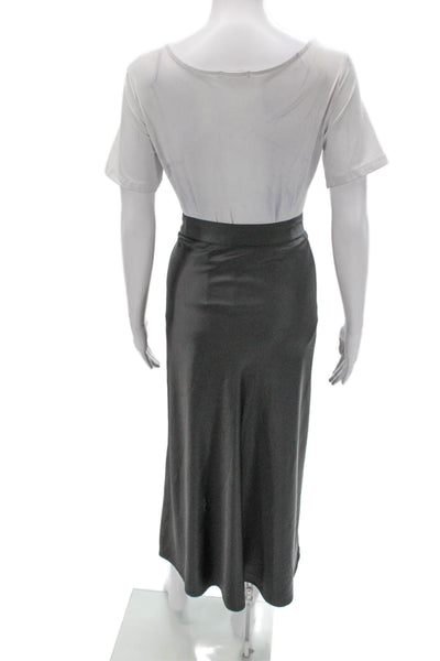 J. Mclaughlin Womens Gray A-Line Midi Skirt Polyester Zip Closure Size 14