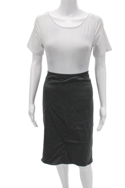 Armani Collezioni Women Straight Pencil Skirt Gray Virgin Wool Size 50