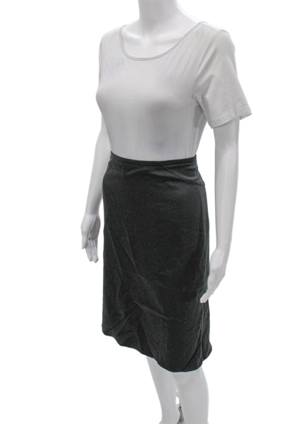 Armani Collezioni Women Straight Pencil Skirt Gray Virgin Wool Size 50
