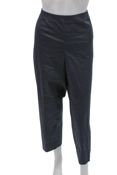 Lafayette 148 New York Womens Cropped Cotton Pants Blue Zip Size 14