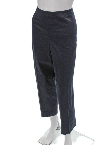 Lafayette 148 New York Womens Cropped Cotton Pants Blue Zip Size 14