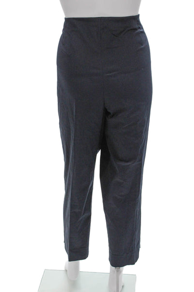 Lafayette 148 New York Womens Cropped Cotton Pants Blue Zip Size 14