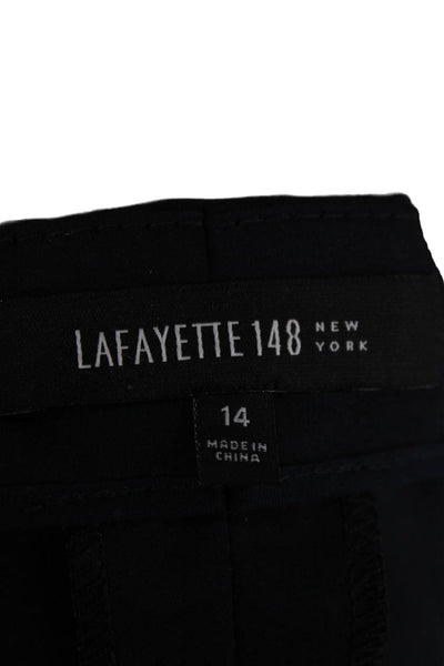 Lafayette 148 New York Womens Cropped Cotton Pants Blue Zip Size 14