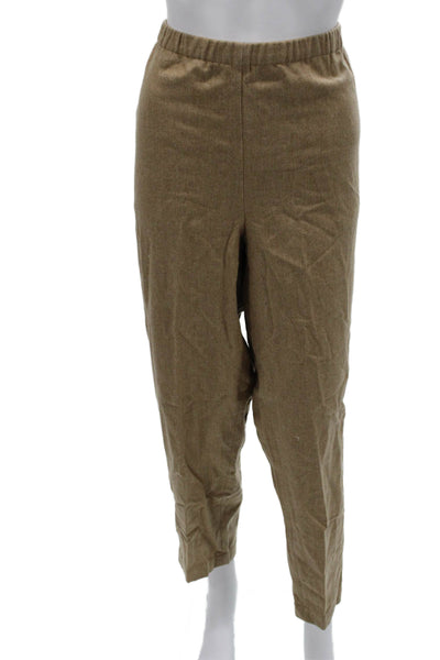 Eileen Fisher Women Dress Pants Beige Wool Pull On Size L