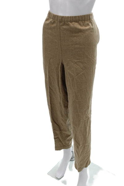 Eileen Fisher Women Dress Pants Beige Wool Pull On Size L