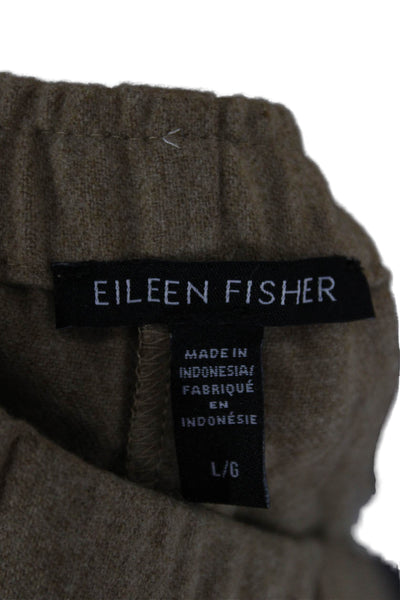 Eileen Fisher Women Dress Pants Beige Wool Pull On Size L
