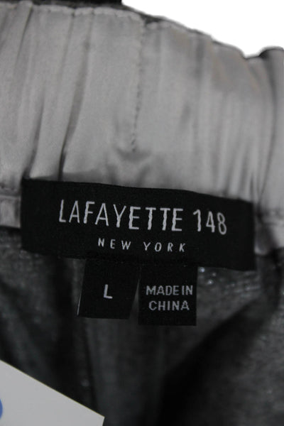 Lafayette 148 New York Womens Gray Herringbone Virgin Wool Dress Pants Size L