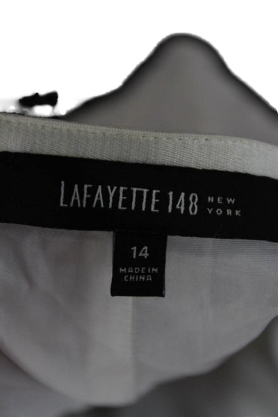 Lafayette 148 New York Women Dress Pants Gray Virgin Wool Zip Size 14