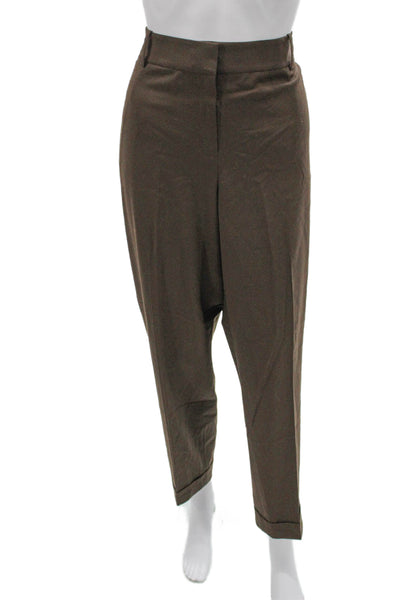 Lafayette 148 New York Womens Dress Pants Brown Wool Blend Size 14