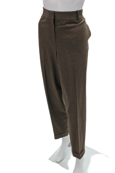 Lafayette 148 New York Womens Dress Pants Brown Wool Blend Size 14