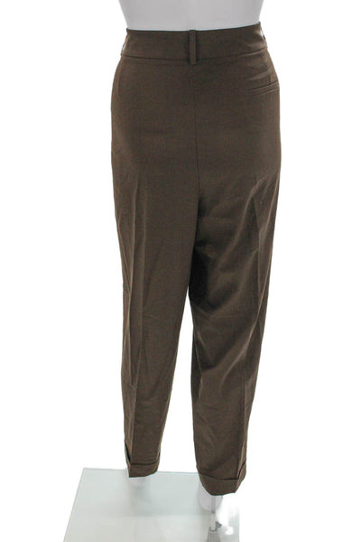 Lafayette 148 New York Womens Dress Pants Brown Wool Blend Size 14